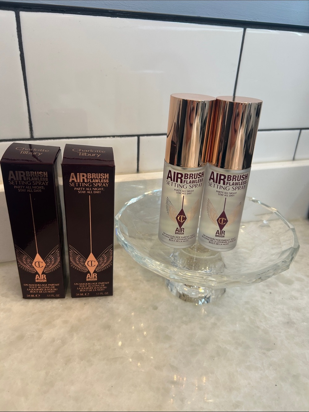 Charlotte Tilbury Airbrush Flawless Setting Spray 1.1 ounce each. 2 bottles